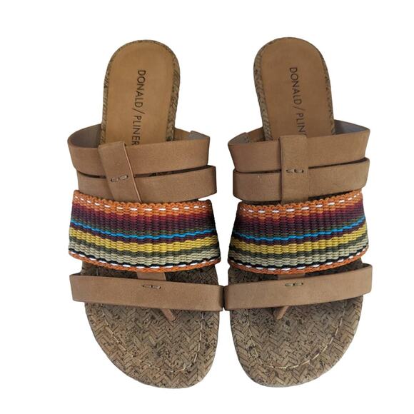 Donald Pliner Dara sandals multi color strappy cork wedge size 6.5M - Picture 1 of 8
